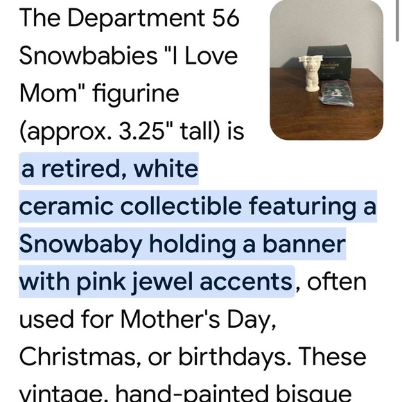 Department 56 I Love Mom Figurine - Cream and White - Picture 2 of 10